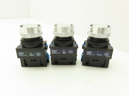 Idec ABW110-G ABW110-Y Pushbutton Switch Green Yellow 22mm 600V 10A Lot of 3