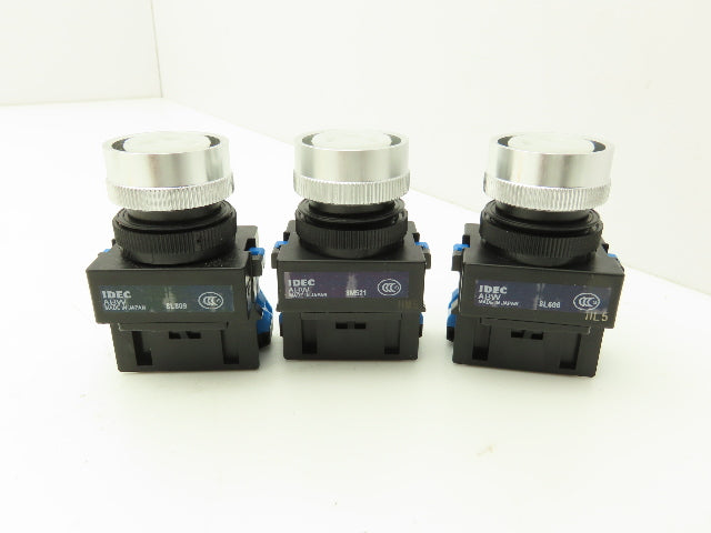 Idec ABW110-G ABW110-Y Pushbutton Switch Green Yellow 22mm 600V 10A Lot of 3