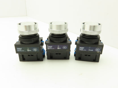 Idec ABW110-G ABW110-Y Pushbutton Switch Green Yellow 22mm 600V 10A Lot of 3