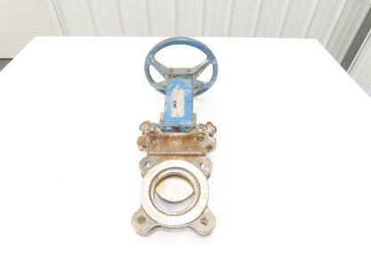 DeZurik Fig. 825 3" Stainless Knife Gate Valve Lug Style Rising Stem Rubber Seat