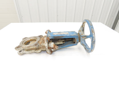 DeZurik Fig. 825 3" Stainless Knife Gate Valve Lug Style Rising Stem Rubber Seat