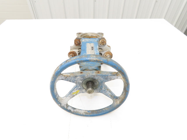 DeZurik Fig. 825 3" Stainless Knife Gate Valve Lug Style Rising Stem Rubber Seat