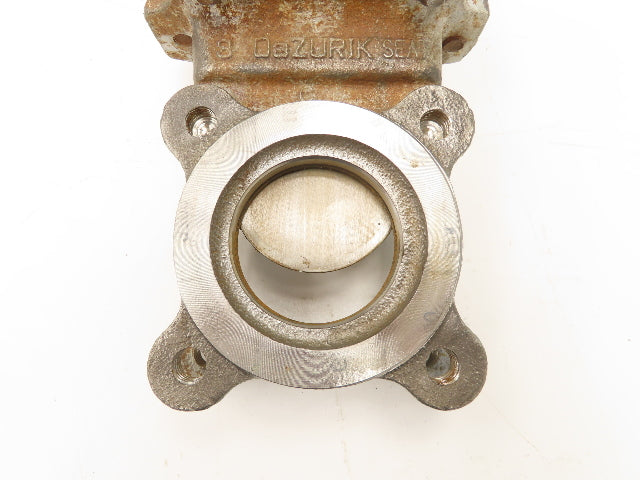 DeZurik Fig. 825 3" Stainless Knife Gate Valve Lug Style Rising Stem Rubber Seat