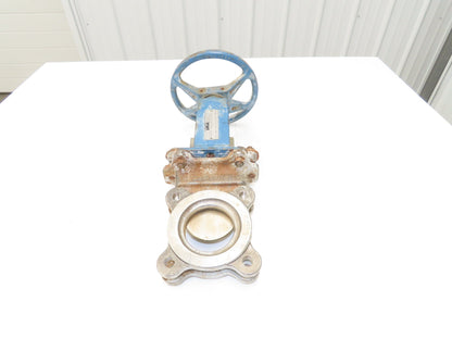 DeZurik Fig. 825 3" Stainless Knife Gate Valve Lug Style Rising Stem Rubber Seat
