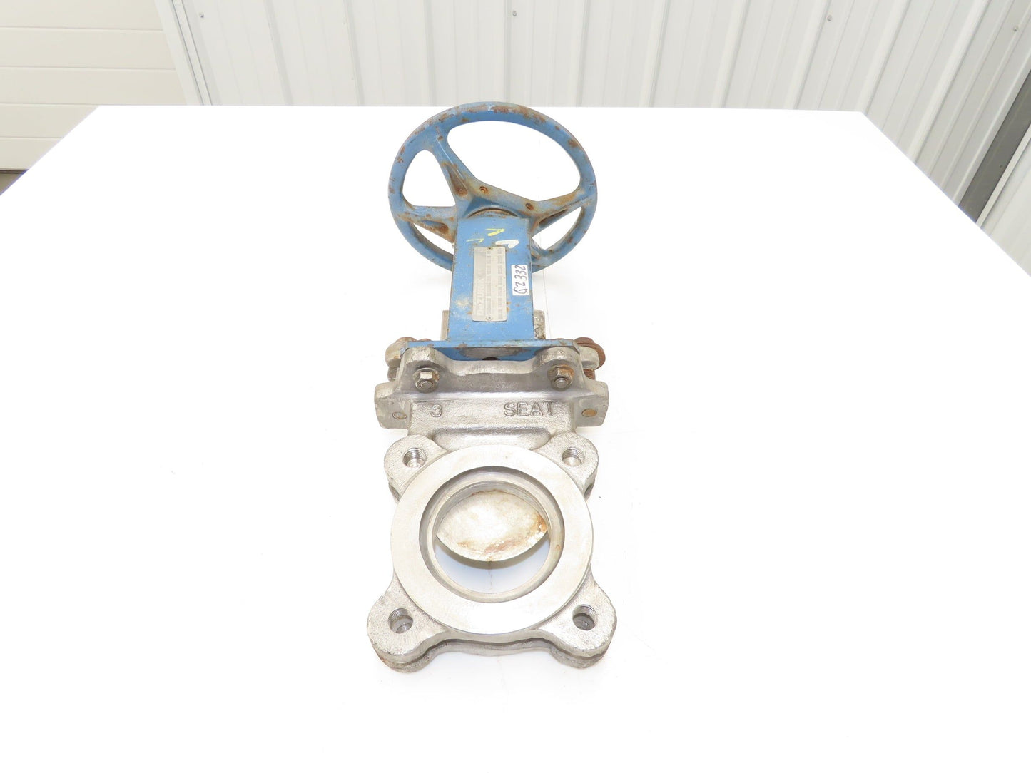 DeZurik Fig. 824 3" Stainless Knife Gate Valve Lug Style Rising Stem Metal Seat