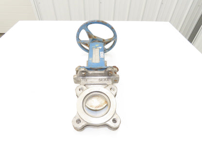 DeZurik Fig. 824 3" Stainless Knife Gate Valve Lug Style Rising Stem Metal Seat