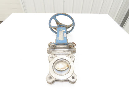 DeZurik Fig. 824 3" Stainless Knife Gate Valve Lug Style Rising Stem Metal Seat
