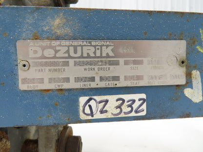 DeZurik Fig. 824 3" Stainless Knife Gate Valve Lug Style Rising Stem Metal Seat