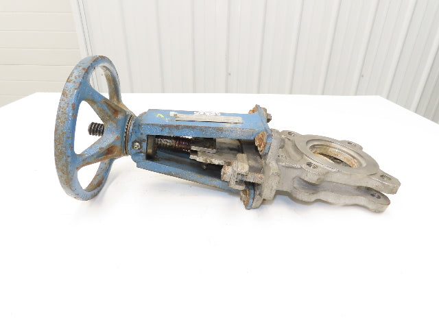 DeZurik Fig. 824 3" Stainless Knife Gate Valve Lug Style Rising Stem Metal Seat