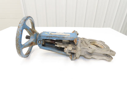 DeZurik Fig. 824 3" Stainless Knife Gate Valve Lug Style Rising Stem Metal Seat