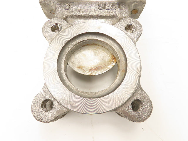DeZurik Fig. 824 3" Stainless Knife Gate Valve Lug Style Rising Stem Metal Seat