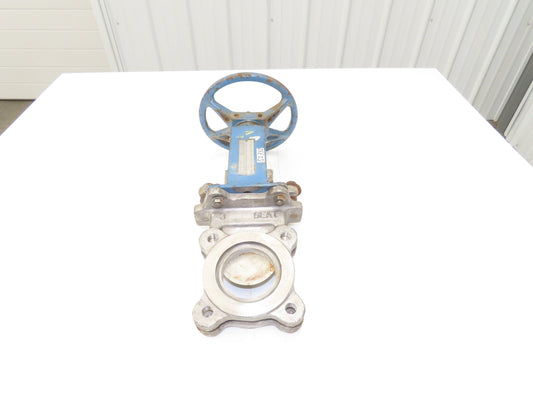 DeZurik Fig. 824 3" Stainless Knife Gate Valve Lug Style Rising Stem Metal Seat