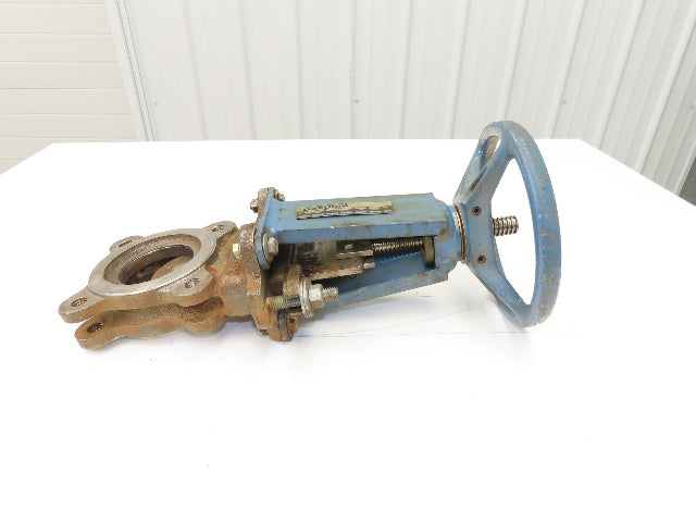 DeZurik Fig. 824 3" Stainless Knife Gate Valve Lug Style Rising Stem Metal Seat