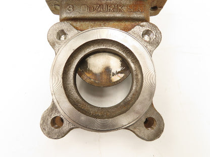 DeZurik Fig. 824 3" Stainless Knife Gate Valve Lug Style Rising Stem Metal Seat