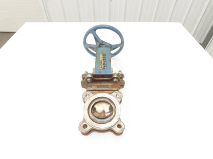 DeZurik Fig. 824 3" Stainless Knife Gate Valve Lug Style Rising Stem Metal Seat