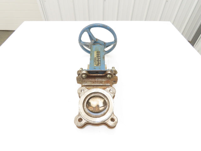 DeZurik Fig. 824 3" Stainless Knife Gate Valve Lug Style Rising Stem Metal Seat
