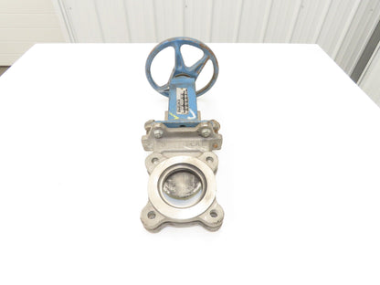 DeZurik Fig. 824 3" Stainless Knife Gate Valve Lug Style Rising Stem Metal Seat