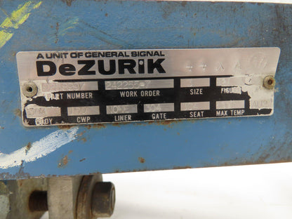 DeZurik Fig. 824 3" Stainless Knife Gate Valve Lug Style Rising Stem Metal Seat