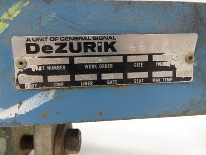 DeZurik Fig. 824 3" Stainless Knife Gate Valve Lug Style Rising Stem Metal Seat