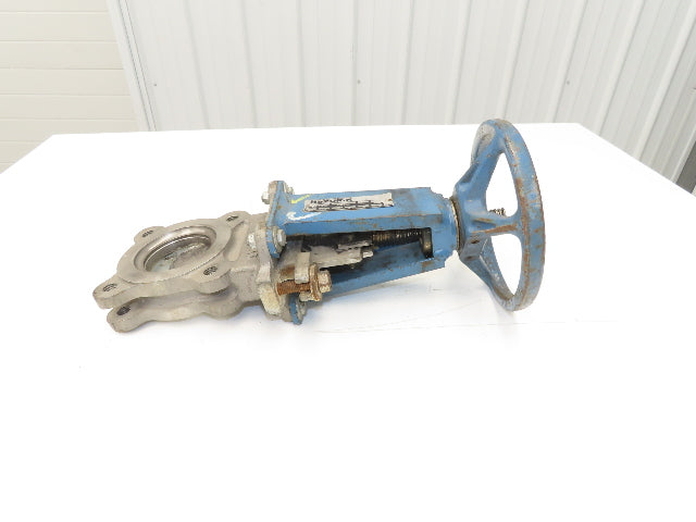 DeZurik Fig. 824 3" Stainless Knife Gate Valve Lug Style Rising Stem Metal Seat