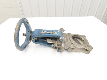 DeZurik Fig. 824 3" Stainless Knife Gate Valve Lug Style Rising Stem Metal Seat