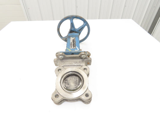 DeZurik Fig. 824 3" Stainless Knife Gate Valve Lug Style Rising Stem Metal Seat