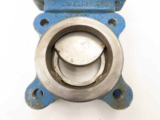DeZurik Fig. 827 3" Stainless Knife Gate Valve Lug Style Rising Stem Metal Seat