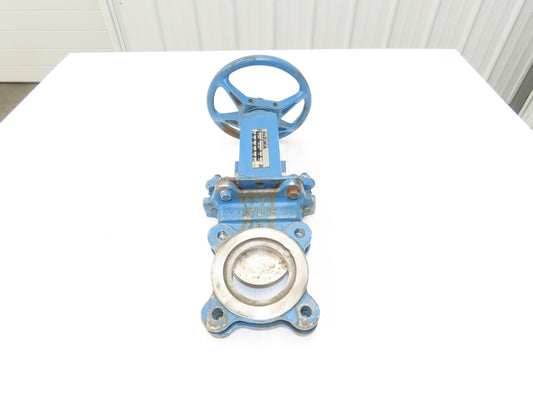 DeZurik Fig. 827 3" Stainless Knife Gate Valve Lug Style Rising Stem Metal Seat