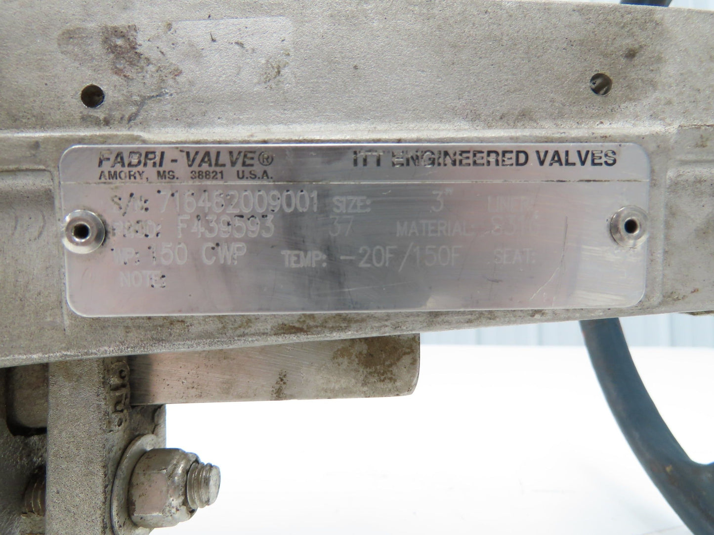 ITT Fabri-Valve C37 3" Stainless Knife Gate Valve Rising Stem Metal Seat