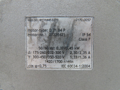 Becker VT 4.10 Rotary Vane Oil-less Vacuum Pump 1Hp 850mbar 460V 3PH 12m³/h