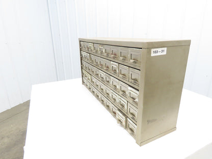 Vintage Industrial Storage Cabinet 50 Drawer Unit Finger Pull Metal 36x9x18"