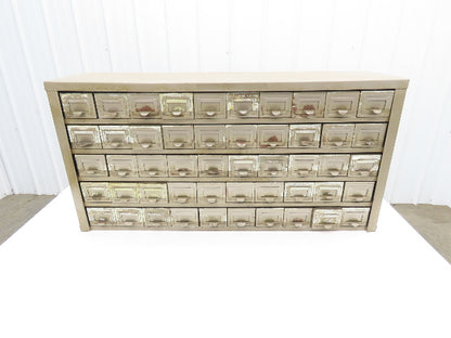 Vintage Industrial Storage Cabinet 50 Drawer Unit Finger Pull Metal 36x9x18"