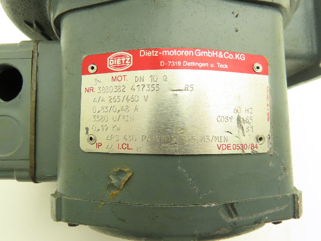 Blower Motor Fan 0.25Hp 3380 RPM 265/460V 3PH 335cfm