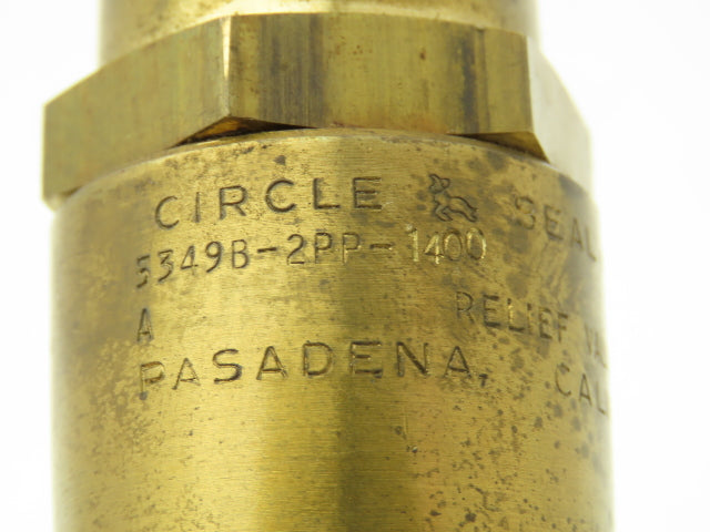 Circle Seal 5349B-2PP-1400 Safety Relief Valve 1400PSI 1/4" NPT Brass Adjustable