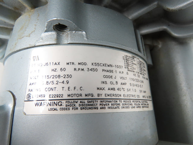 Thermo Environmental 3616 Regenerative Blower Vacuum Pump 1Hp 115/230v 1ph 92CFM