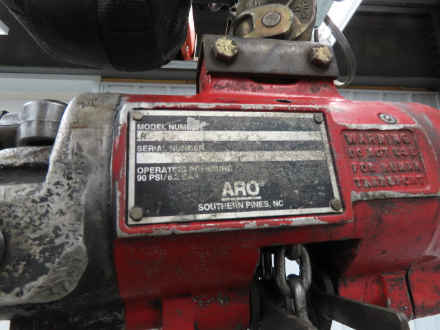 Aro R 1/4 Ton 500 LB Pneumatic Air Chain Hoist 10'6" Lift 10' Pull Chain