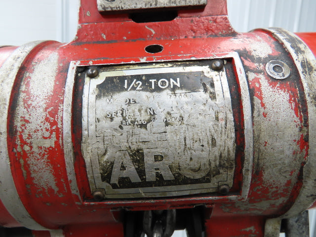 Aro 7700C 1/2 Ton 1000 LB Pneumatic Chain Hoist 10'4" Lift 4'6" Pull Chain