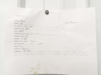 Aro R 1/4 Ton 500 LB Pneumatic Air Chain Hoist 8' Lift 8' Pull Chain