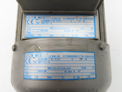 Schubert 4DF71C-4 Gearmotor 20:1 Ratio 80rpm 1/2Hp 230/460V Hollow Shaft