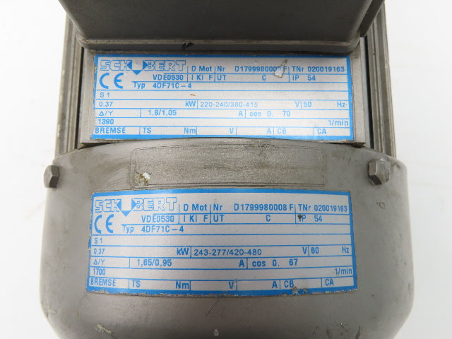 Schubert 4DF71C-4 Gearmotor 20:1 Ratio 80rpm 1/2Hp 230/460V Hollow Shaft