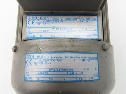 Schubert 4DF71C-4 Gearmotor 20:1 Ratio 80rpm 1/2Hp 230/460V Hollow Shaft