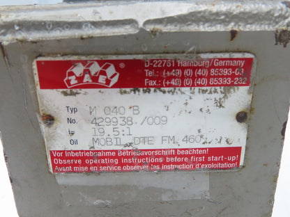 Schubert 4DF71C-4 Gearmotor 20:1 Ratio 80rpm 1/2Hp 230/460V Hollow Shaft