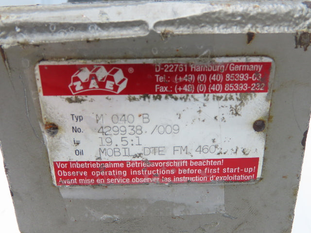 Schubert 4DF71C-4 Gearmotor 20:1 Ratio 80rpm 1/2Hp 230/460V Hollow Shaft