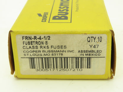 Bussman FRN-R-4-1/2 Fusetron Dual Element Time Delay Fuse 4.5A 250VAC Box of 10