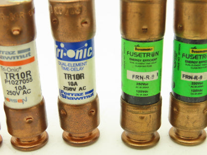 Various Mfr Dual Element Time Delay Fuse 6-10A 250VAC Class RK5 Mixed Lot of 18