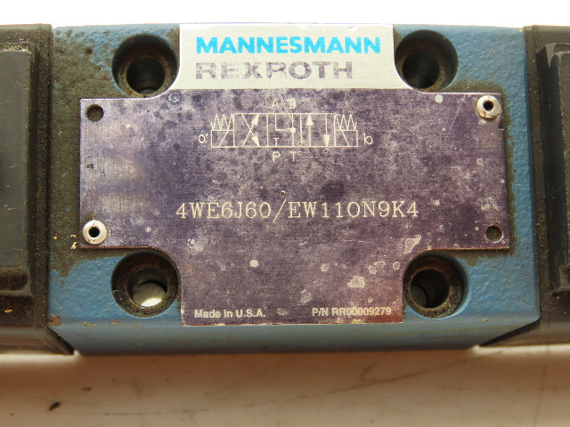 Rexroth 4WE6J60/EW110N9K4 Hydraulic Directional Valve Dual  Solenoid 110V