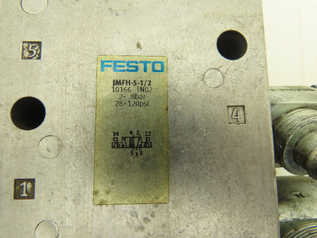 Festo JMFH-5-1/2 10166 Pneumatic Control Valve 5 Way 120 PSI 3/4"NPT 110V