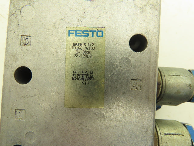 Festo JMFH-5-1/2 10166 Pneumatic Control Valve 5 Way 120 PSI 3/4"NPT
