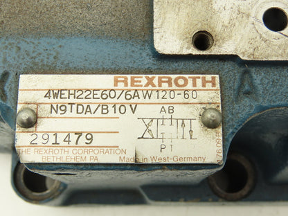 Rexroth 4WEH22E60/6AW120-60 N9TDA/B10V Pilot Operated Directional Valve