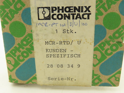 Phoenix Contact 2808394 MCR-RTD/U/NC RTD-Converter PT100 3-Wire In 0-10V Out